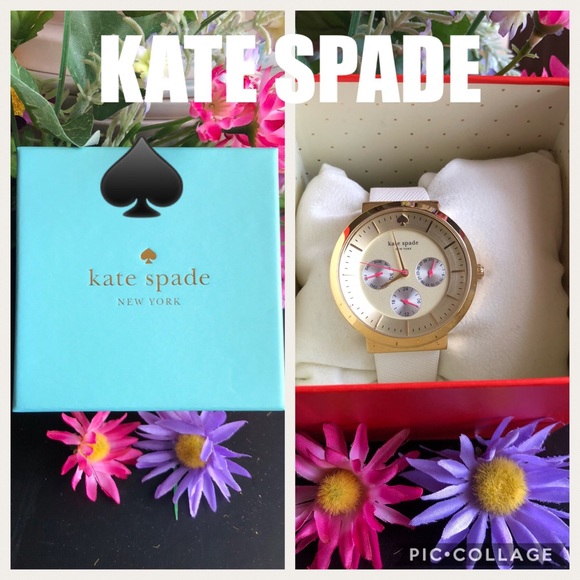 Kate Spade ♠️ white leather gold chronograph watch - Picture 2 of 3